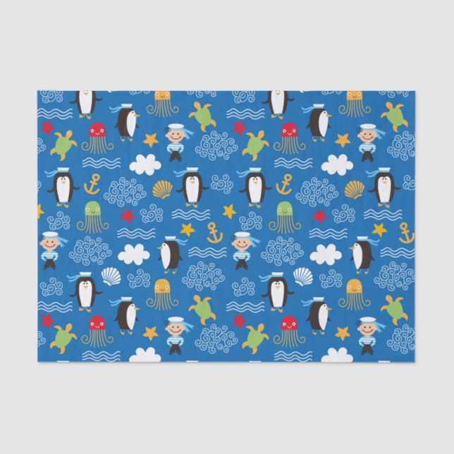 Penguins and Sailors Tissue Paper (Front)