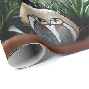 Penguins art  Photo Matte Wrapping Paper, 30" x 6' Wrapping Paper