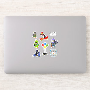 Penguins at Play Custom-Cut Vinyl Sticker