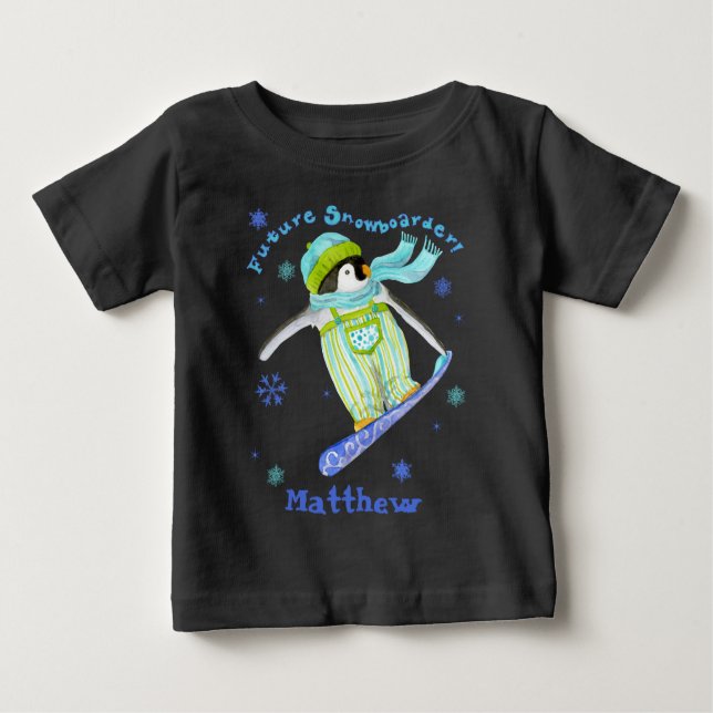 Penguins at Play, Snowboarder, Infant T-shirt (Front)