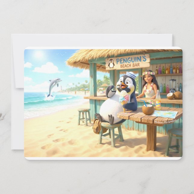 Penguin's Beach bar Holiday Card (Front)