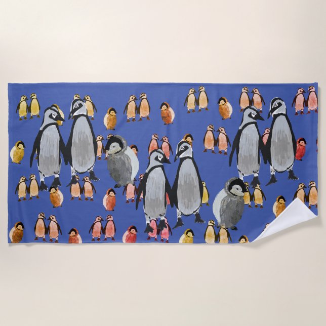 Penguins  beach towel (Front)