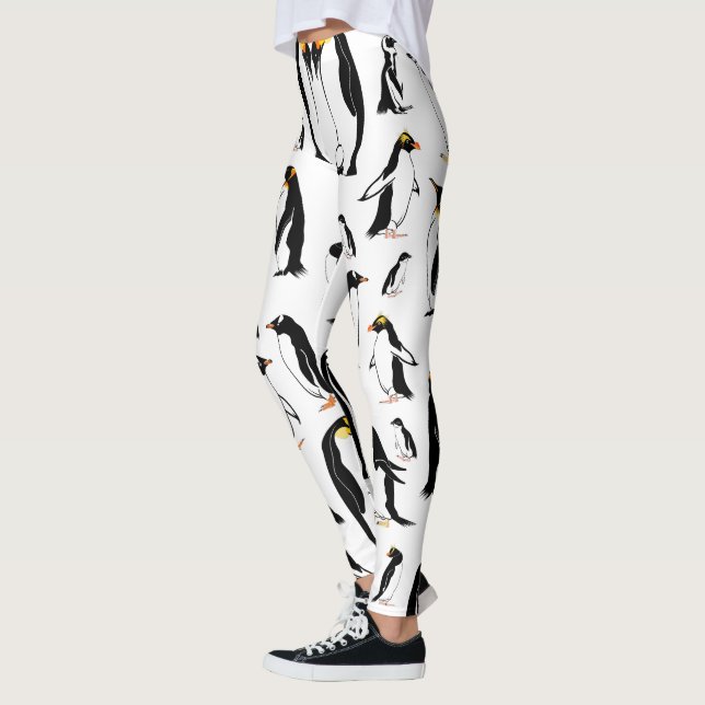 Penguins black and white pattern leggings (Left)