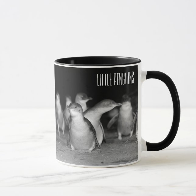 Penguins Black and White Photo Mug (Right)