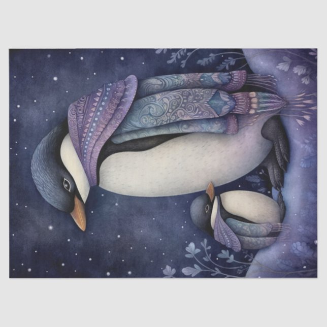 Penguins Boho Mystical Art Tissue Paper (Front)