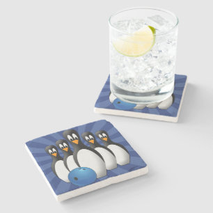 Penguins Bowling Stone Coaster