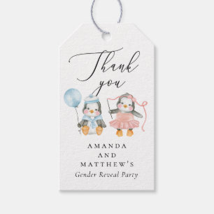 Penguins. Boy or girl / Gender reveal thank you Gift Tags