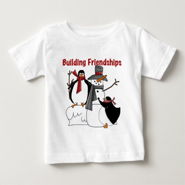 Penguins Building Friendship tshirts and Gifts (Front)