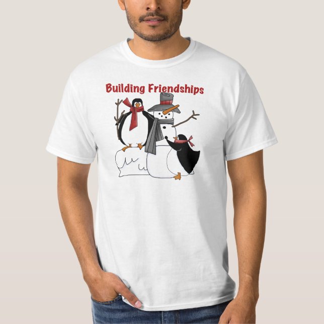 Penguins Building Friendship tshirts and Gifts (Front)