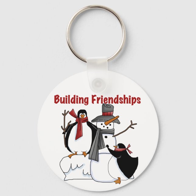 Penguins Building Friendship tshirts and Gifts Key Ring (Front)