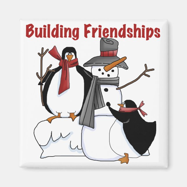 Penguins Building Friendship tshirts and Gifts Magnet (Front)