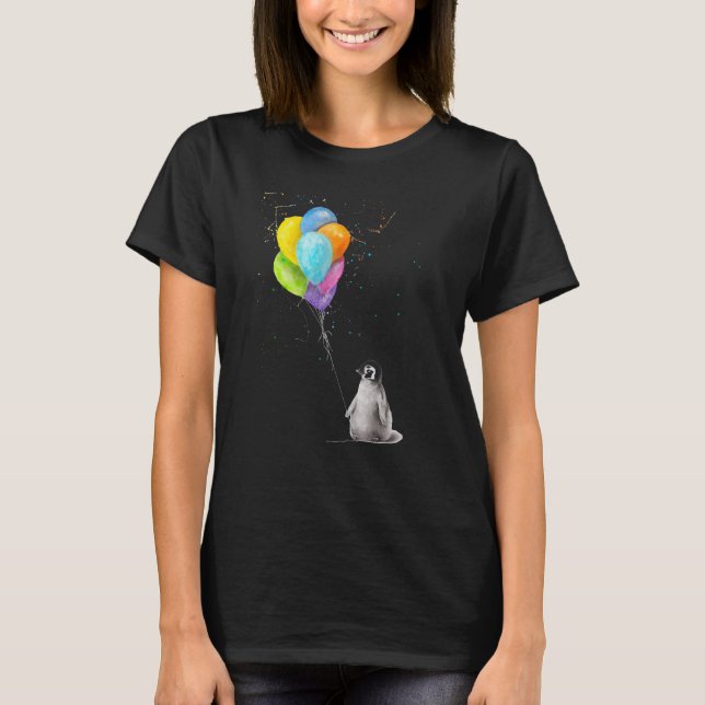 Penguins Can't Fly cute penguin with Balloons no o T-Shirt (Front)