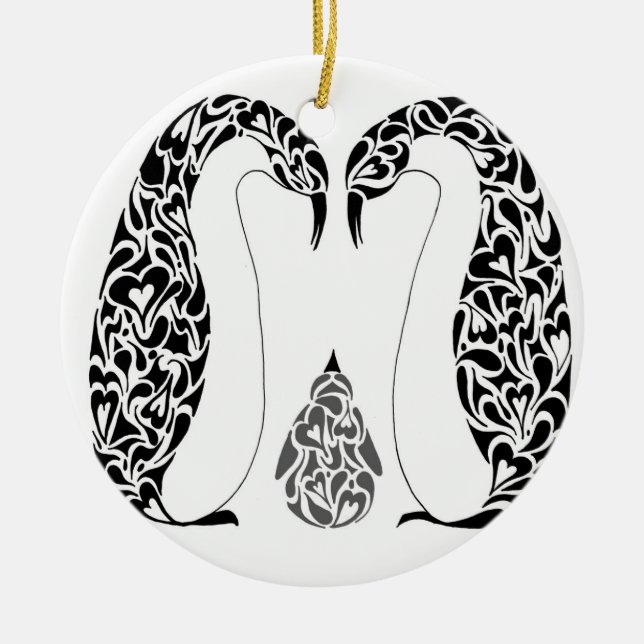 PENGUINS CERAMIC TREE DECORATION (Front)