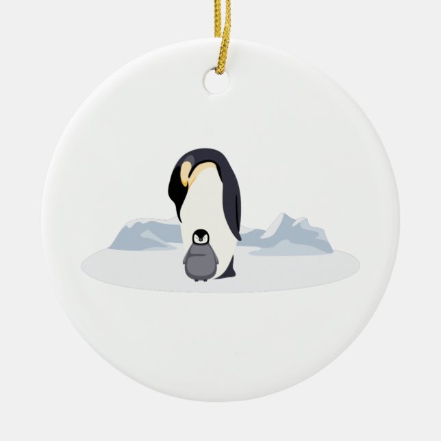 Penguins Ceramic Tree Decoration (Front)