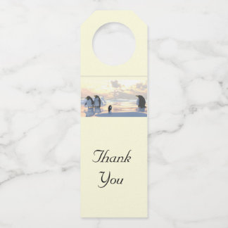  penguins chilling on an ice floe     bottle tag