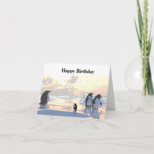  penguins chilling on an ice floe     card