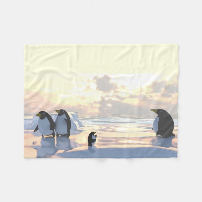 penguins chilling on an ice floe     fleece blanket (Front (Horizontal))