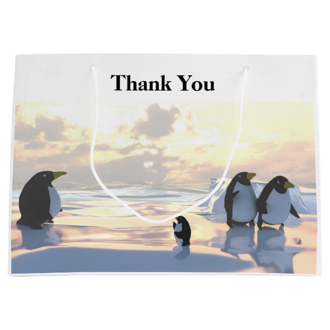 penguins chilling on an ice floe     large gift bag (Front)