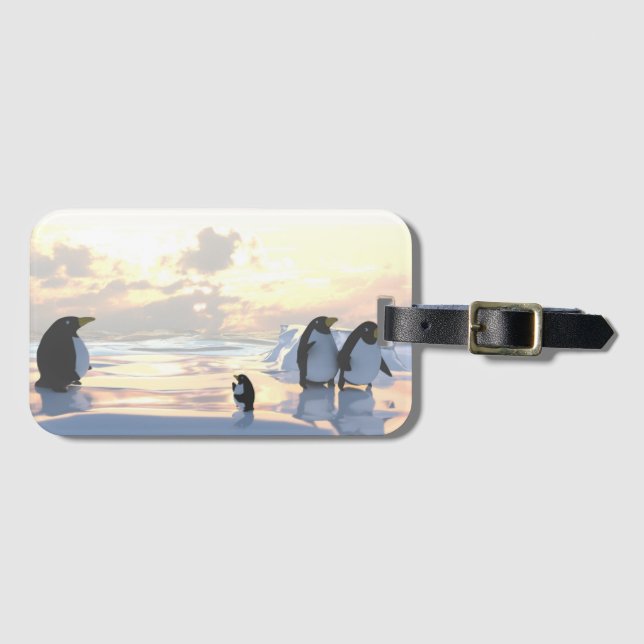  penguins chilling on an ice floe     luggage tag (Front Horizontal)
