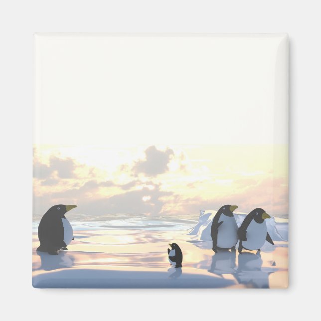  penguins chilling on an ice floe     magnet (Front)