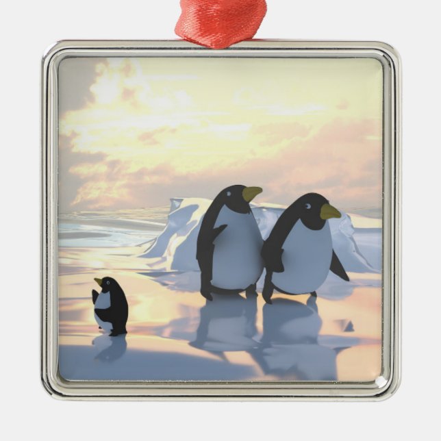  penguins chilling on an ice floe     metal ornament (Front)
