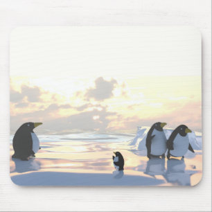  penguins chilling on an ice floe     mouse pad