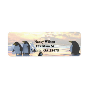 Penguins chilling on an ice floe return address label