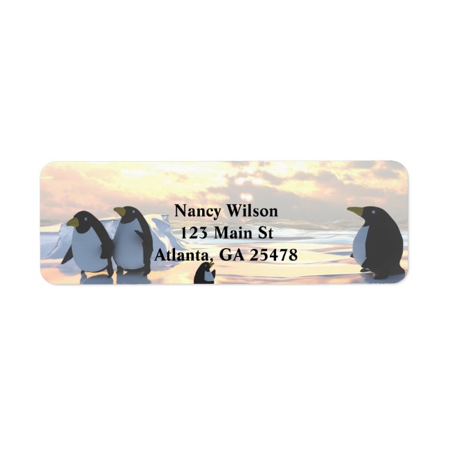 Penguins chilling on an ice floe return address label (Front)