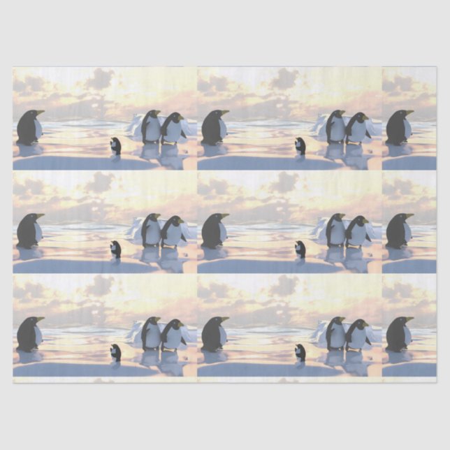  penguins chilling on an ice floe     tissue paper (Front)