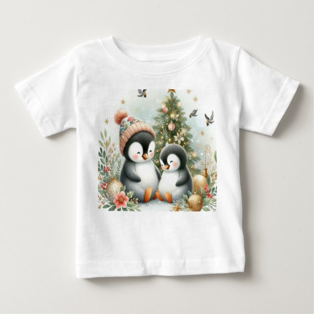 Penguins Christmas Baby T-Shirt (Front)