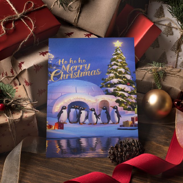 Penguins Christmas Celebration Postcard (Creator Uploaded)