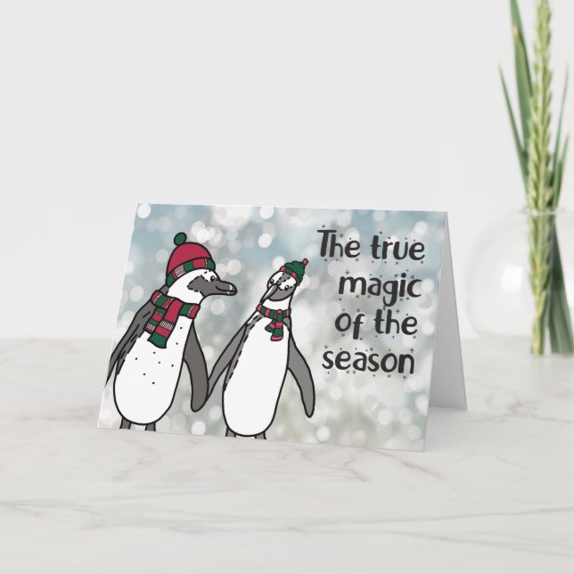 Penguins Christmas Magic of the Season Cute Thank You Card (Front)