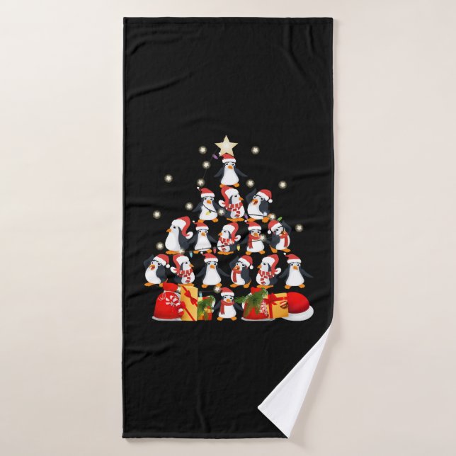 penguins Christmas Tree Bath Towel (Bath Towel)