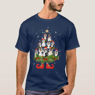 Penguins Christmas Tree Lights Funny Santa Hat Lov T-Shirt