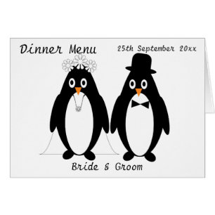 Penguins Design Wedding Dinner Menu