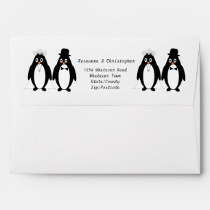 Penguins Design Wedding Envelope