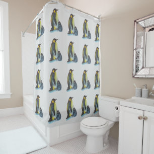 Penguins Drawing Shower Curtain