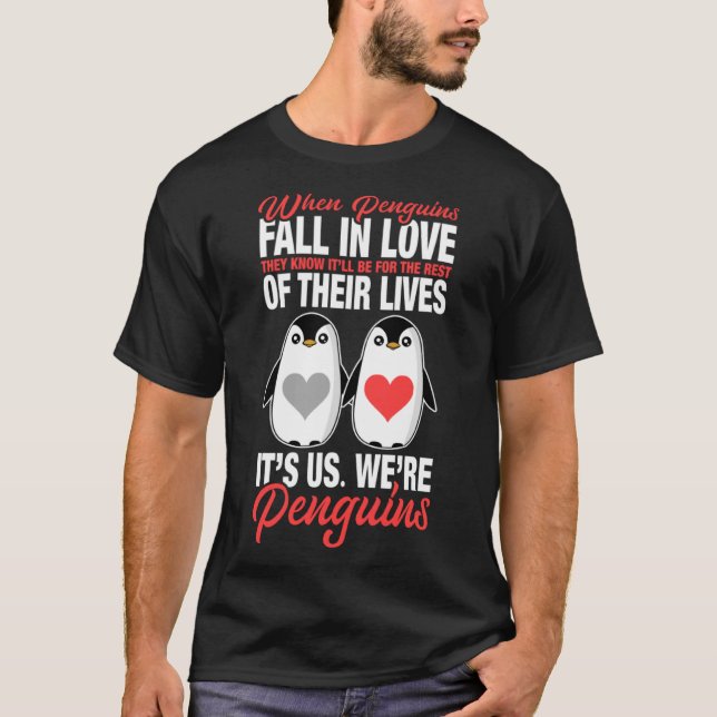 Penguins Falling In Love  Penguin  Penguin Couple T-Shirt (Front)