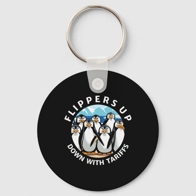 Penguins Flippers Up Protest Against Trump Tariffs Key Ring (Front)