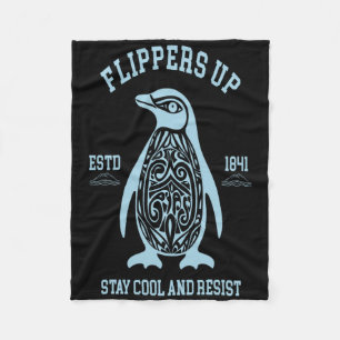 Penguins Flipping Up Stay Cool And Resist Trump Fleece Blanket