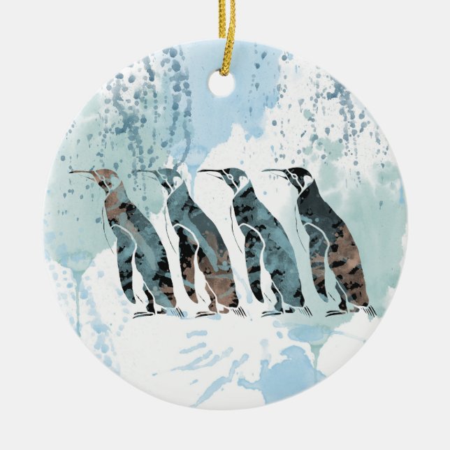 Penguins Friends Forever Ceramic Tree Decoration (Front)