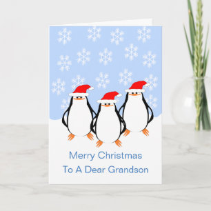 Penguins Grandson Christmas Holiday Card