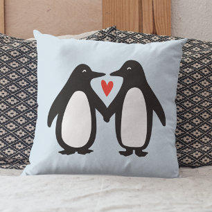 Penguins Holding Hands Cute Couple Cushion