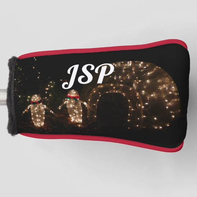 Penguins Holiday Light Display Golf Head Cover (Front)