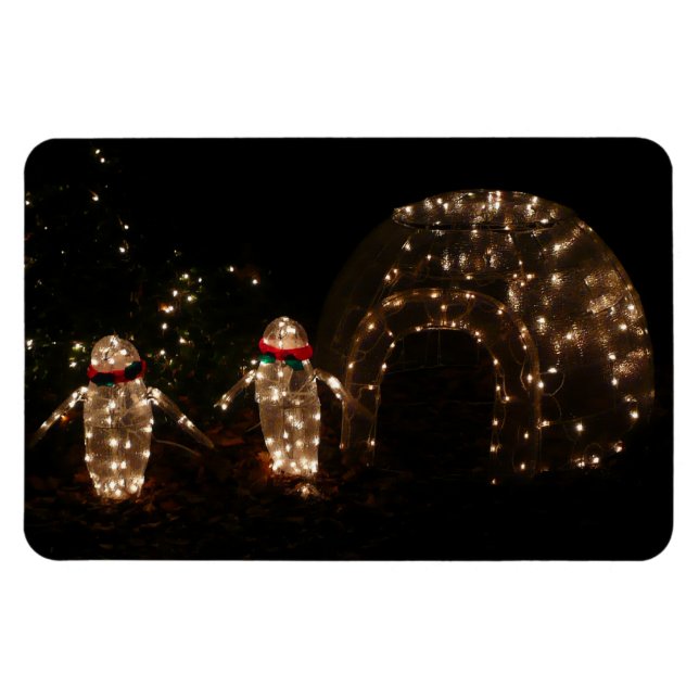 Penguins Holiday Light Display Magnet (Horizontal)