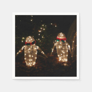 Penguins Holiday Light Display Napkin
