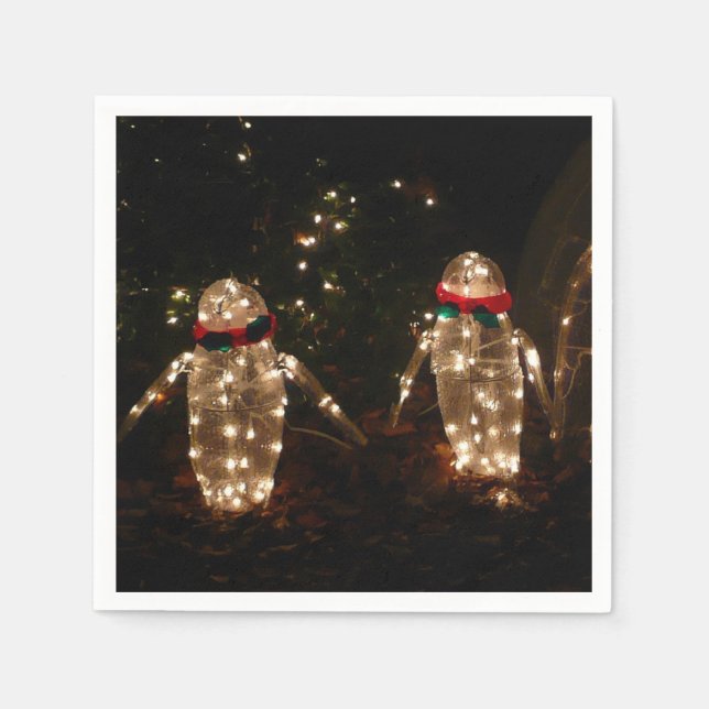 Penguins Holiday Light Display Napkin (Front)