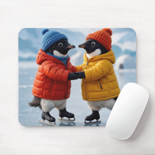Penguins Ice Skating  Mouse Pad (With Mouse)