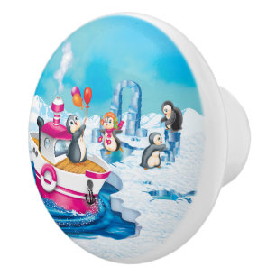 penguins in Antarctica Ceramic Knob