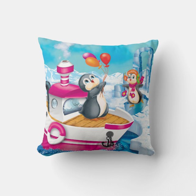 penguins in Antarctica Cushion (Front)
